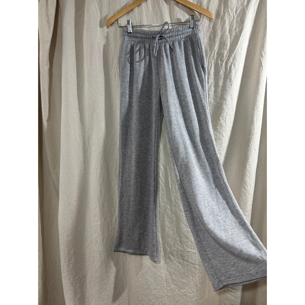 Sunday Retreat Heather Gray Wide Leg Lounge‎ Sweatpants Drawstring Fleece XS